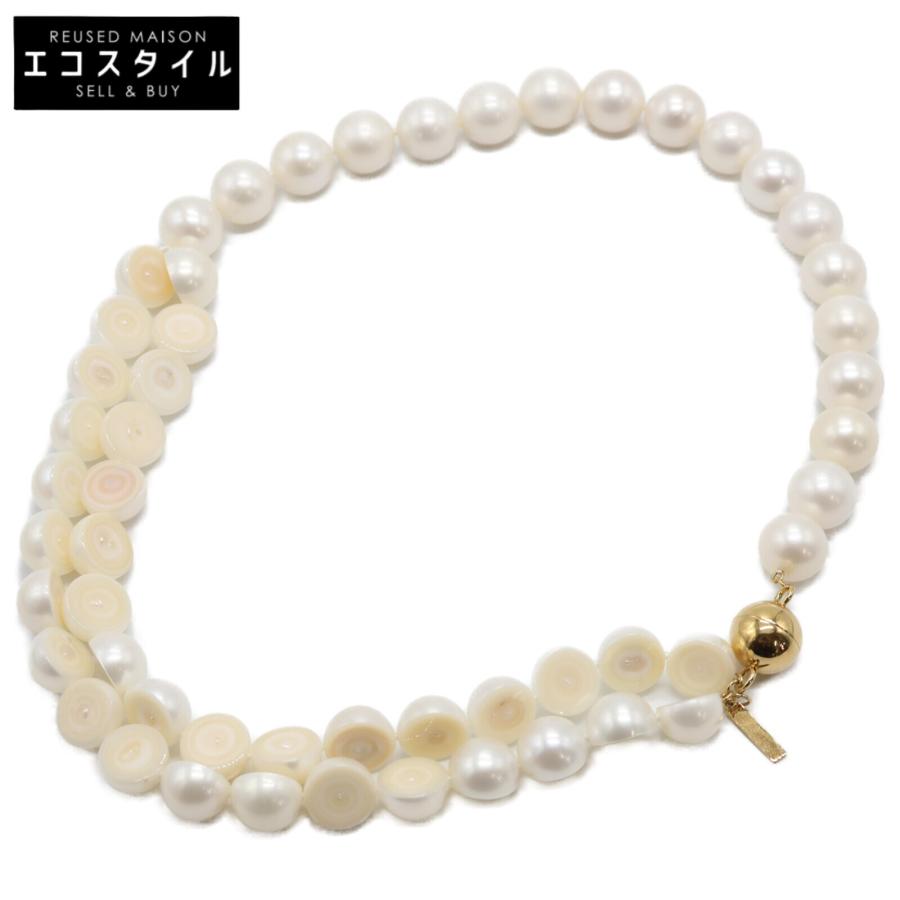 美品 TASAKI タサキ M/G 750 スライスド ネックレス 45cm 淡水真珠 UFC