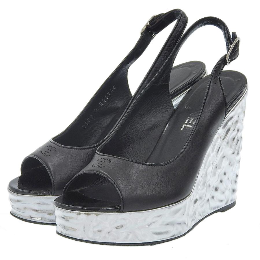CHANEL シャネル メタリックヒール スリングバックサンダル