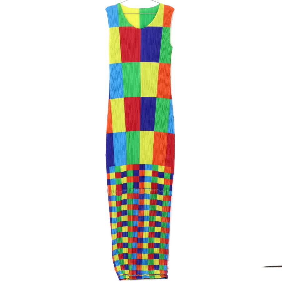 PLEATSPLEASE ドッキング 刺繍 チュニック ワンピース ノースリ