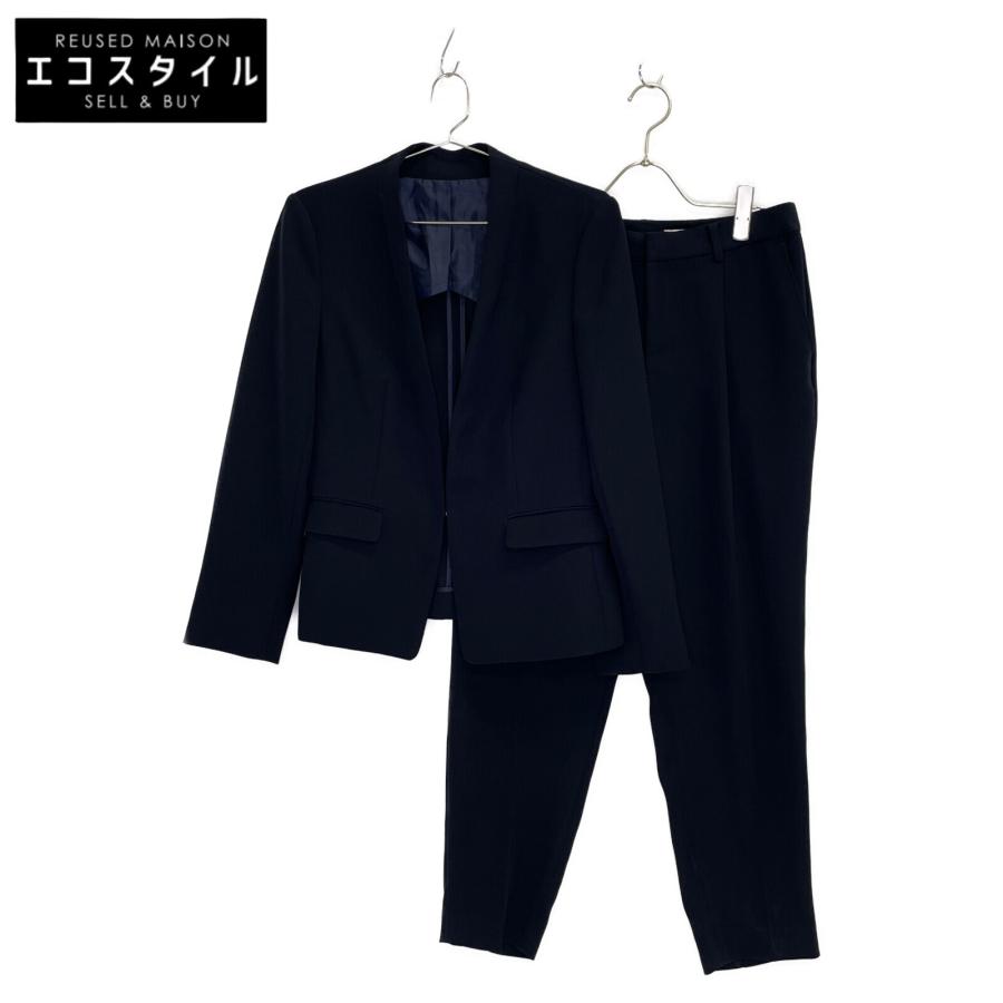 THE SUIT COMPANY スーツカンパニー ネイビー Vカラー ウォッシャブル