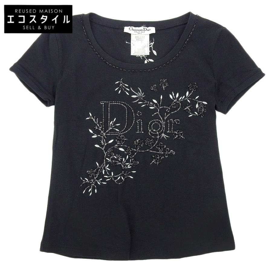 CHRISTIAN DIOR クリスチャンディオール ロゴ×ビーズ Tシャツ トップス