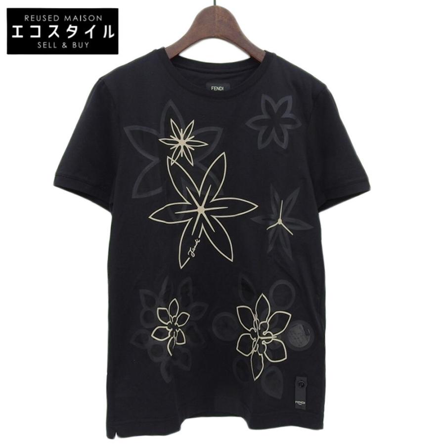 FENDI 美品 フェンディ コットン フラワーモチーフ Tシャツ