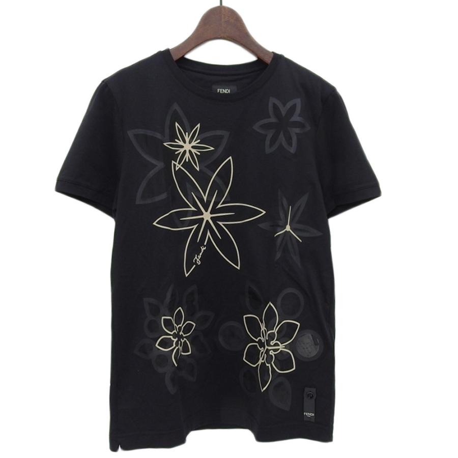 FENDI 美品 フェンディ コットン フラワーモチーフ Tシャツ