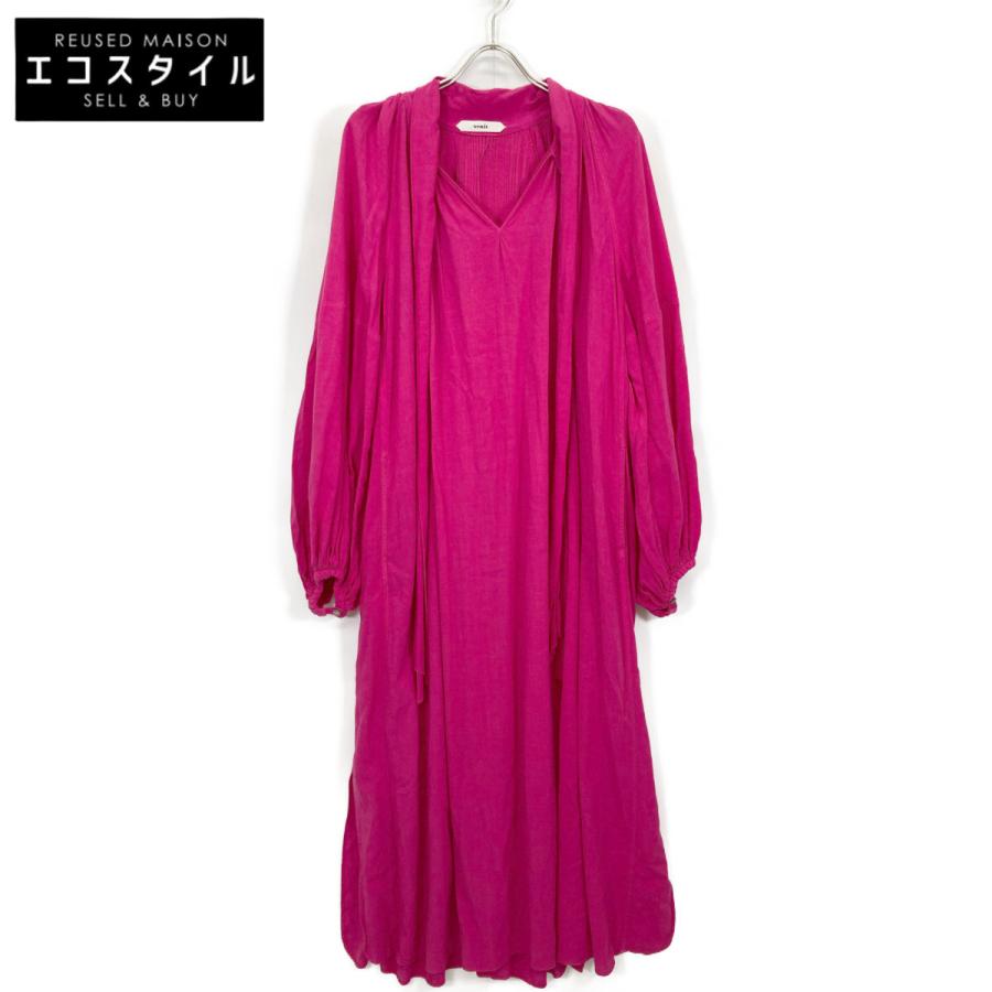 極美品 ヴェニット Venit リネンプリーツワンピース 麻100% ピンク venit ヴェニット ピンク VEE-5137-B WOOL RAYON PRODUCTDYE ONE PIECE