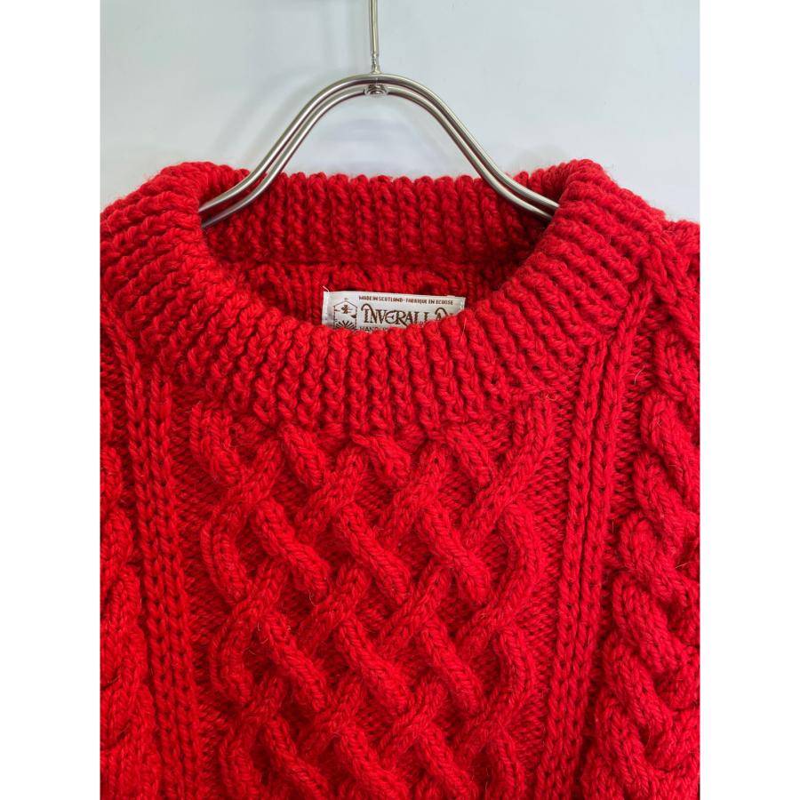 INVERALLAN（インバーアラン） レッド ウール 1A CREW-NECK KNIT 茶