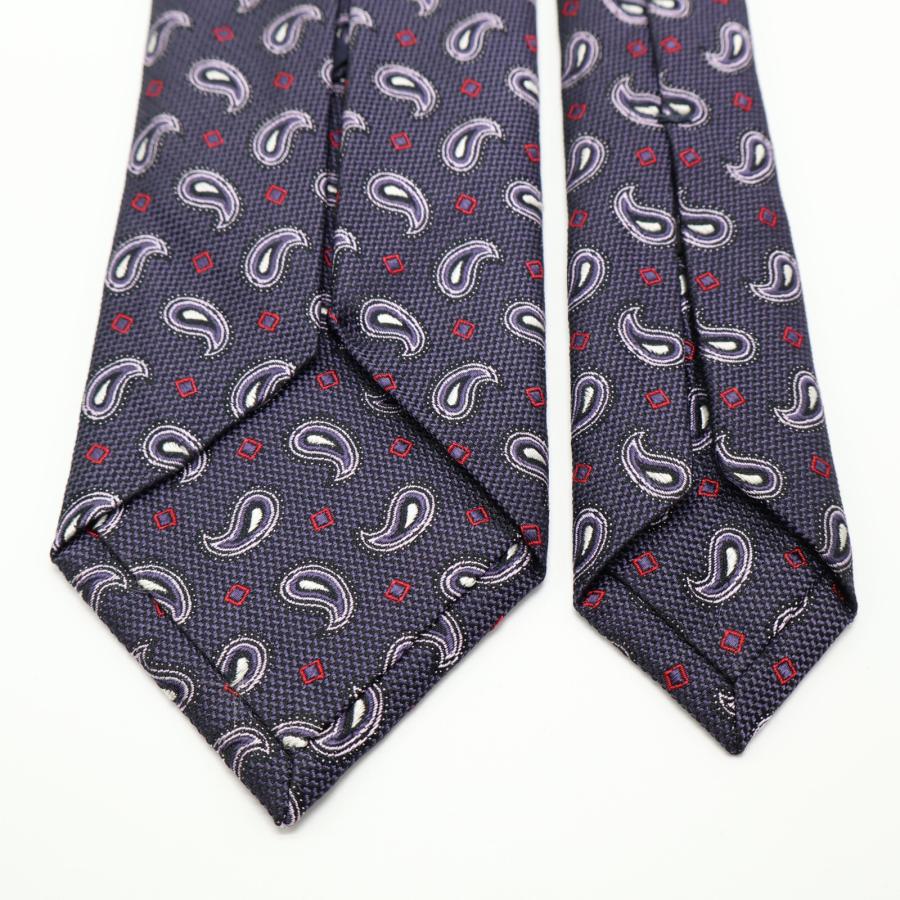 アンジェロフスコ セッテピエゲ ネクタイ シルク 赤 総柄 ヘリンボーン