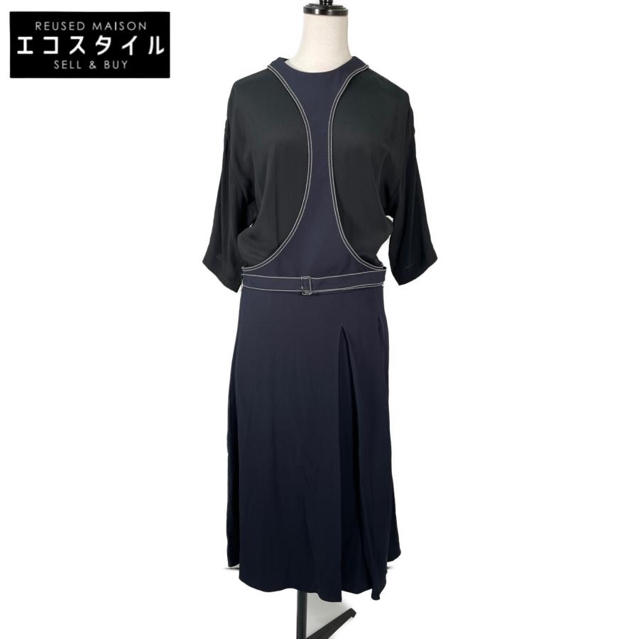 MARNI マルニ 19年製 P19ABMA0148CQ ネイビー レーヨン ベルト付き  