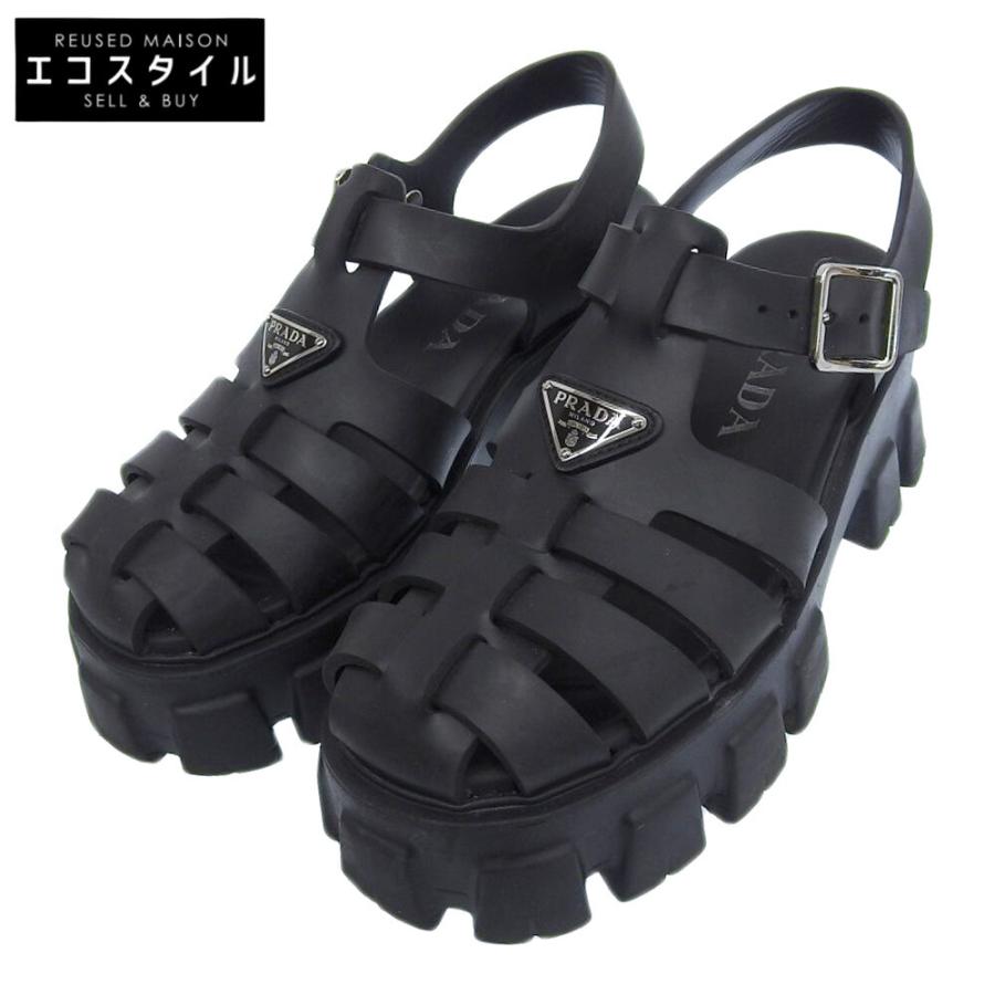 PRADA 美品 プラダ モノリス ラバー サンダル レディース PRADA 美品 プラダ モノリス ラバー サンダル レディース