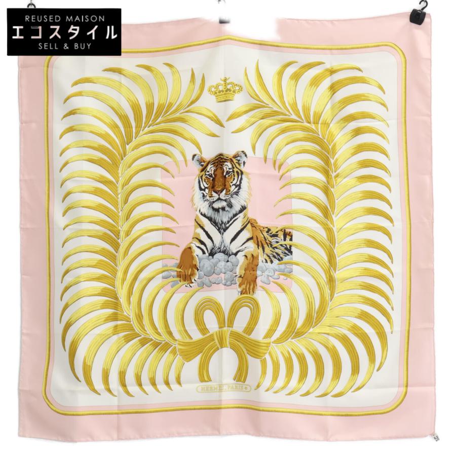 【極美品】HERMES カレ90 王者の虎 シルク100%スカーフ 新品同様/ HERMES エルメス TIGER ROYAL 王者の虎 カレ90 シルク100