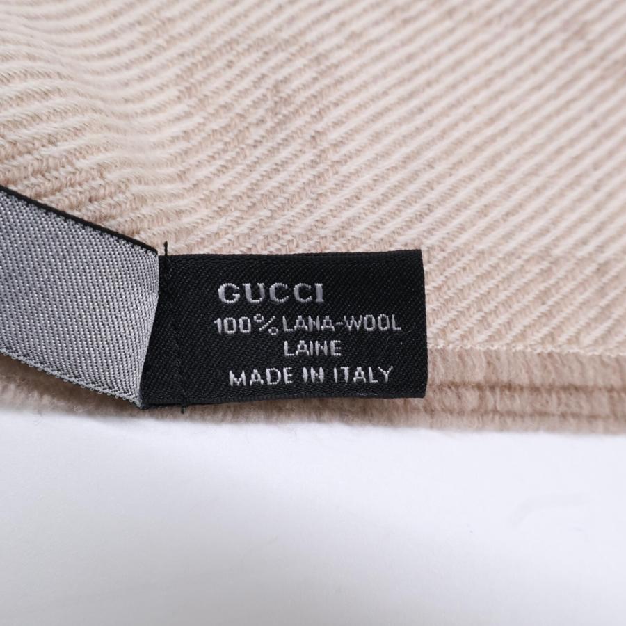 GUCCI 美品 グッチ GG柄 ウール フリンジ ストール ベージュ GUCCI 美品 グッチ GG柄 ウール フリンジ ストール ベージュ