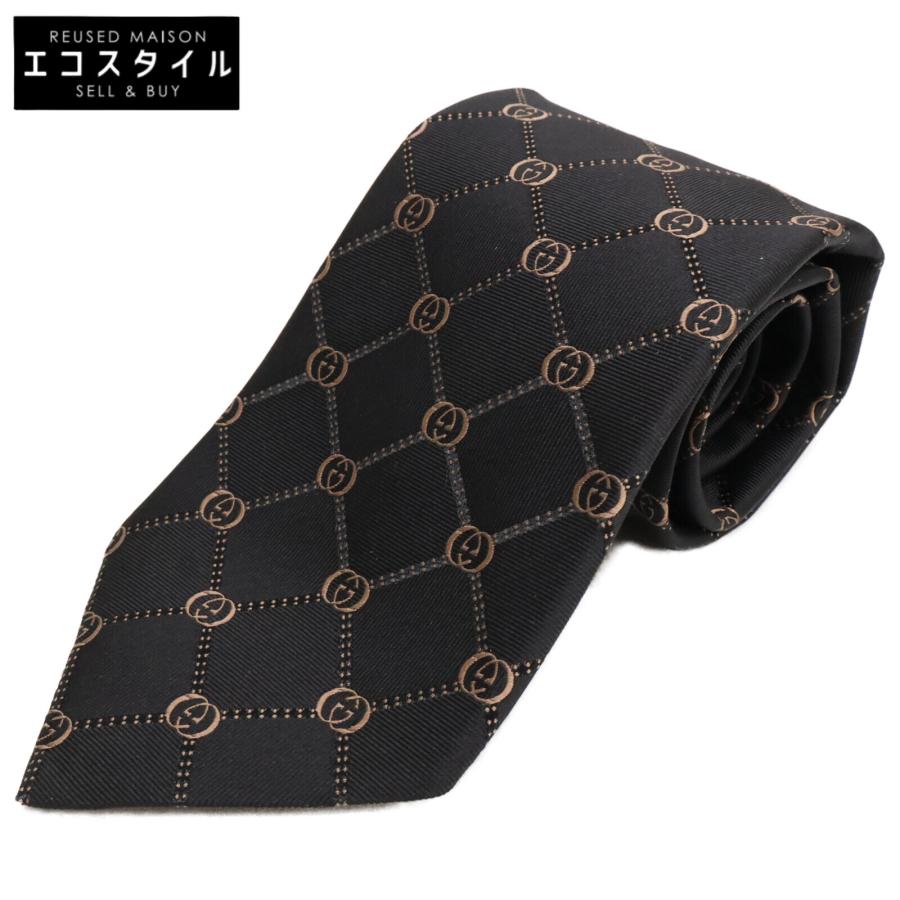 GUCCI（グッチ） 美品 147206 4G002 GG柄 シルク ネクタイ ブラック系 