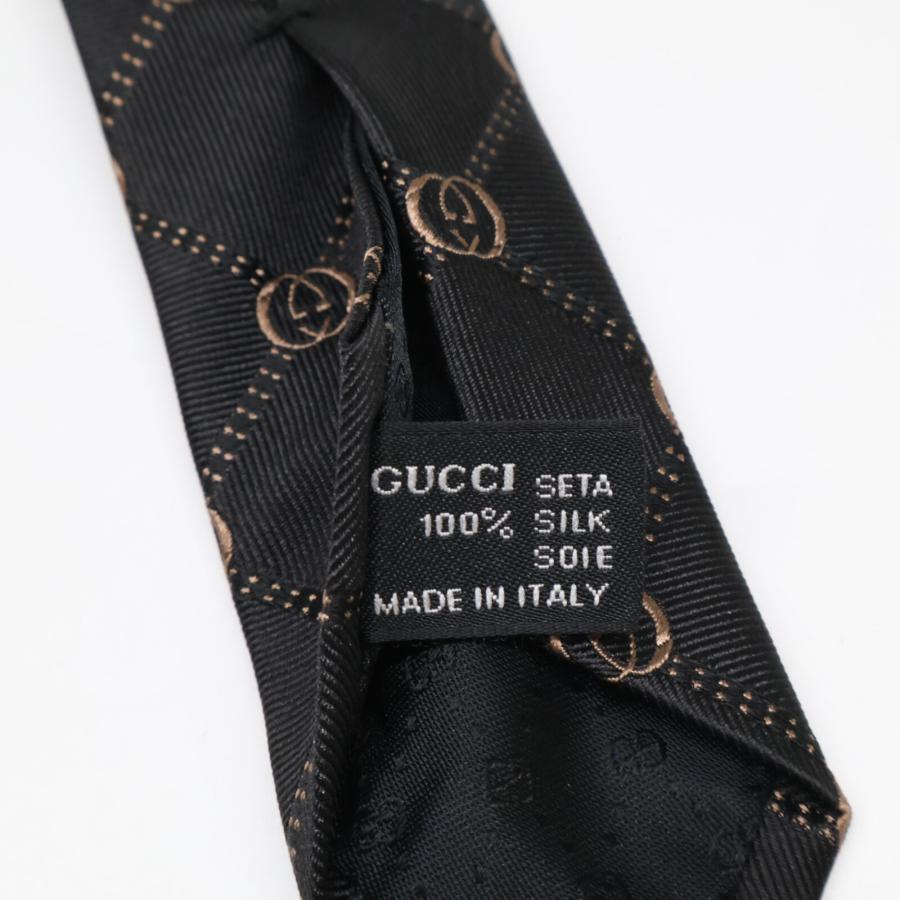 GUCCI（グッチ） 美品 147206 4G002 GG柄 シルク ネクタイ ブラック系