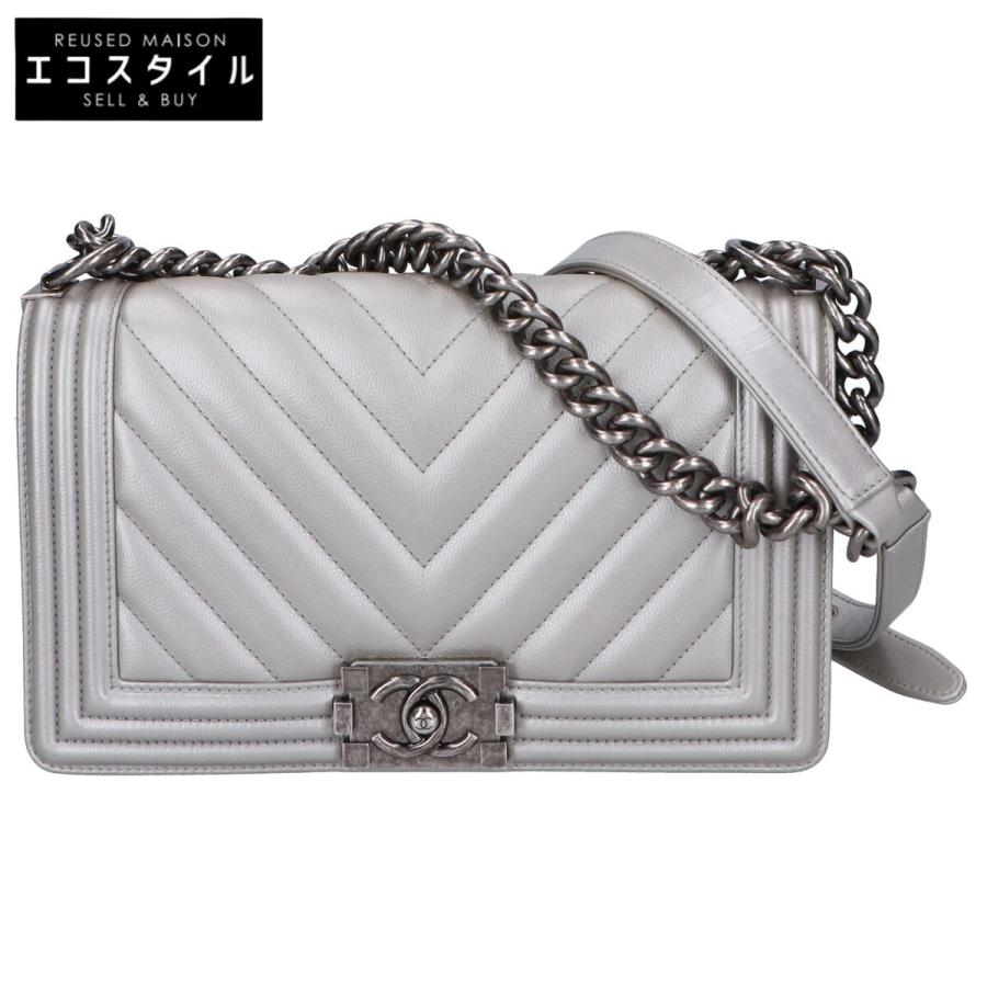 CHANEL シャネル 22番台 カーフスキン ボーイシャネル25 Vステッチ  