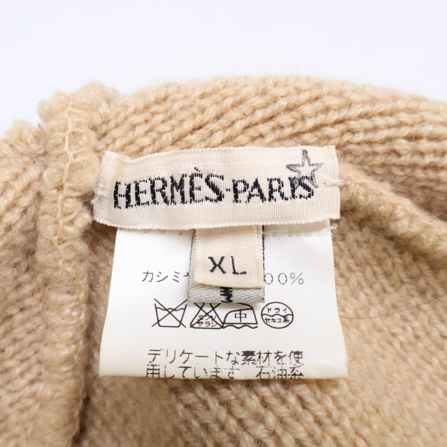 HERMES エルメス Hロゴ カシミヤ ニット帽 帽子 XL ベージュ HERMES エルメス Hロゴ カシミヤ ニット帽 帽子 XL ベージュ