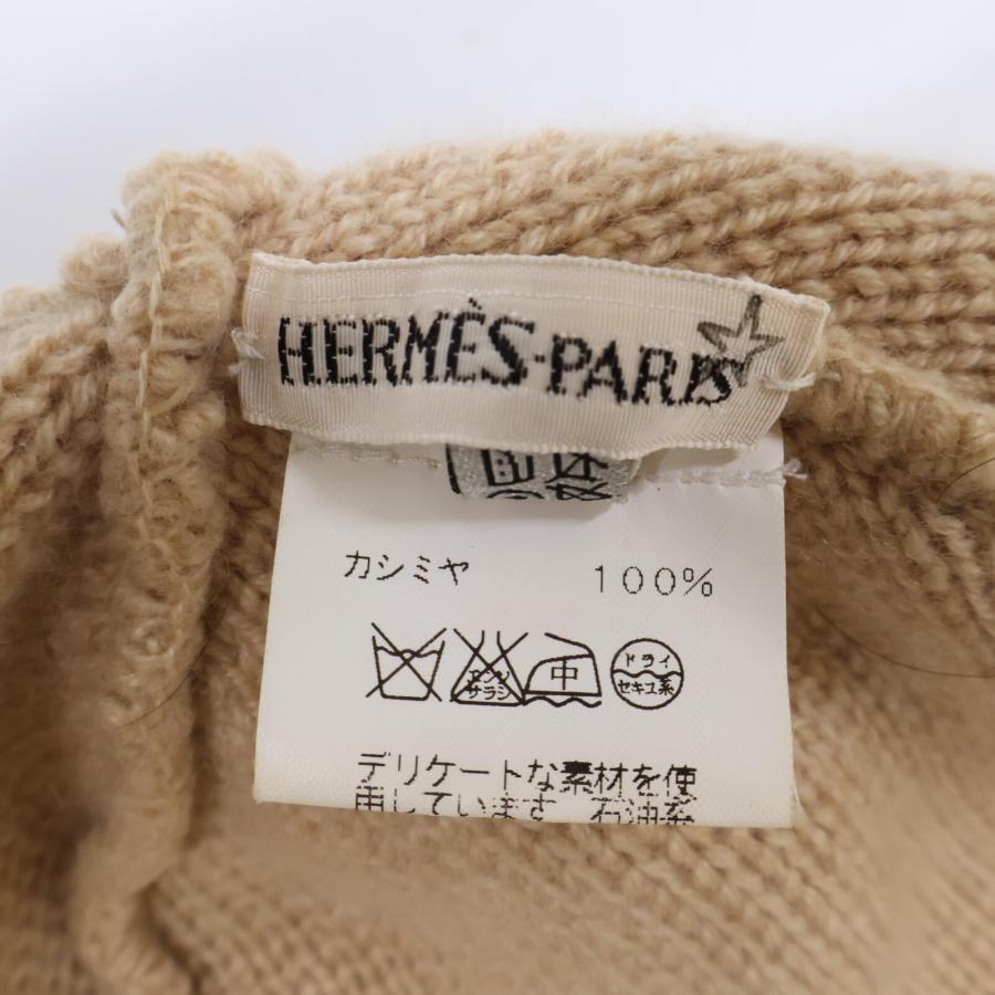 HERMES エルメス Hロゴ カシミヤ ニット帽 帽子 XL ベージュ HERMES エルメス Hロゴ カシミヤ ニット帽 帽子 XL ベージュ
