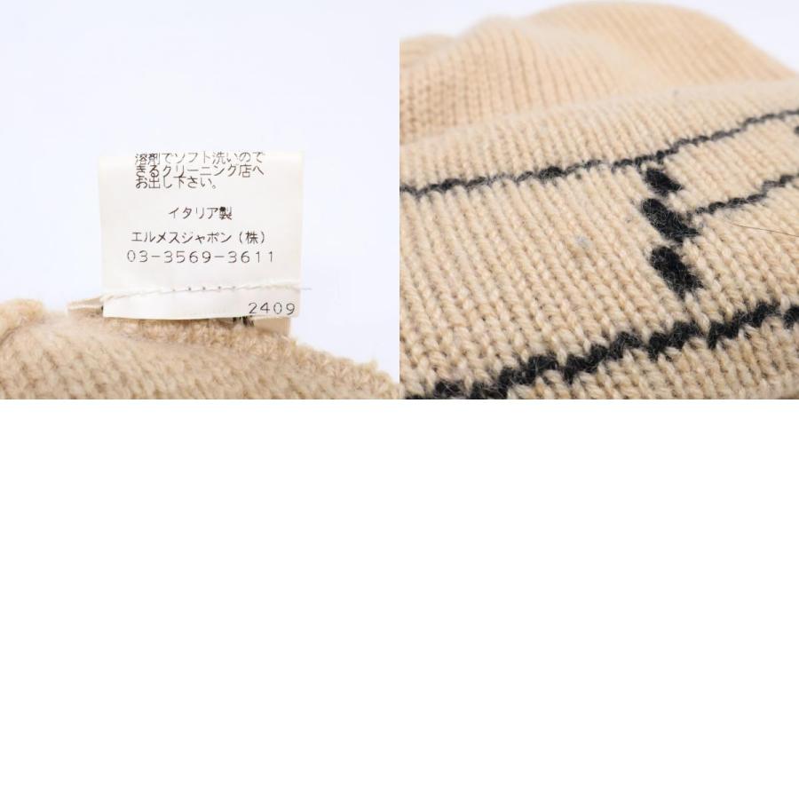 HERMES エルメス Hロゴ カシミヤ ニット帽 帽子 XL ベージュ HERMES エルメス Hロゴ カシミヤ ニット帽 帽子 XL ベージュ