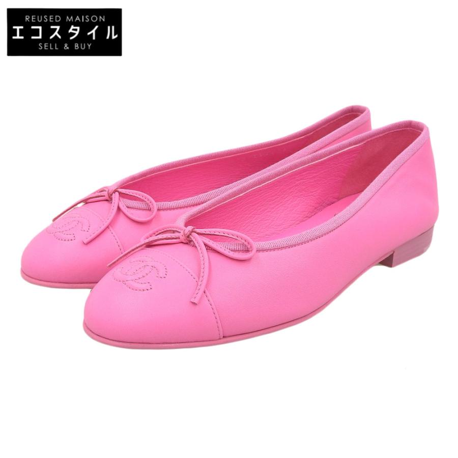 美品＊CHANEL シャネル ココマーク バレエシューズ 37C ピンク G02819
