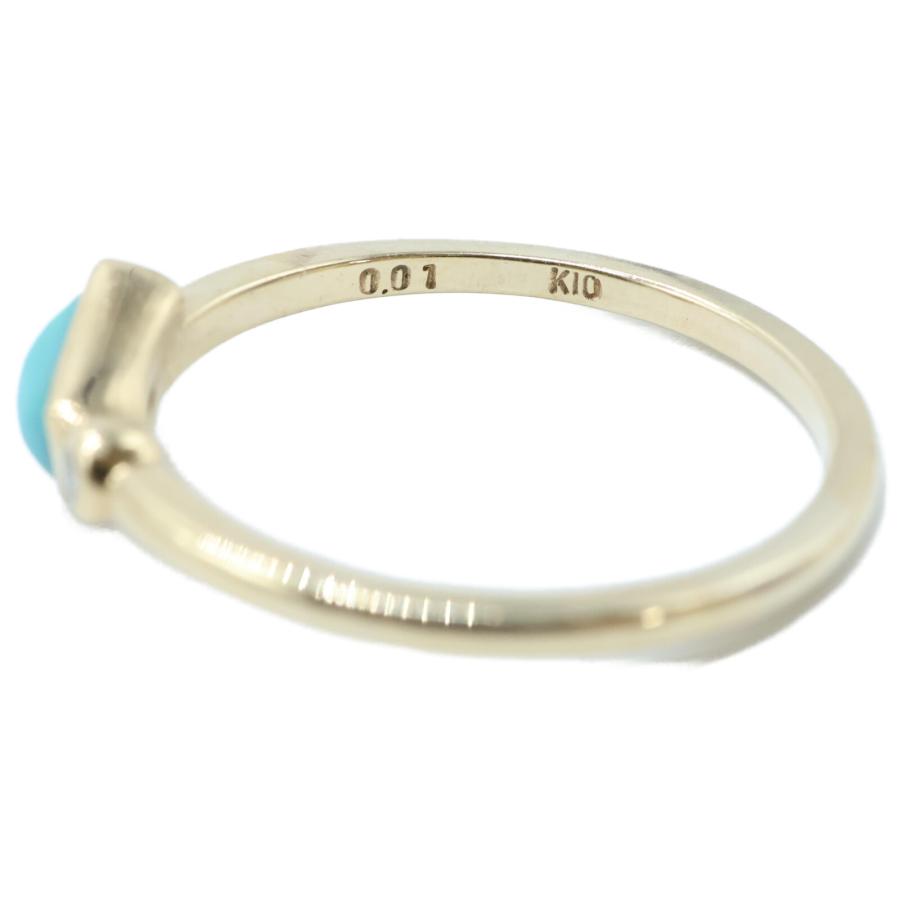 agete（アガット） 美品 K10 0.01 ターコイズ/ダイヤモンド リング 