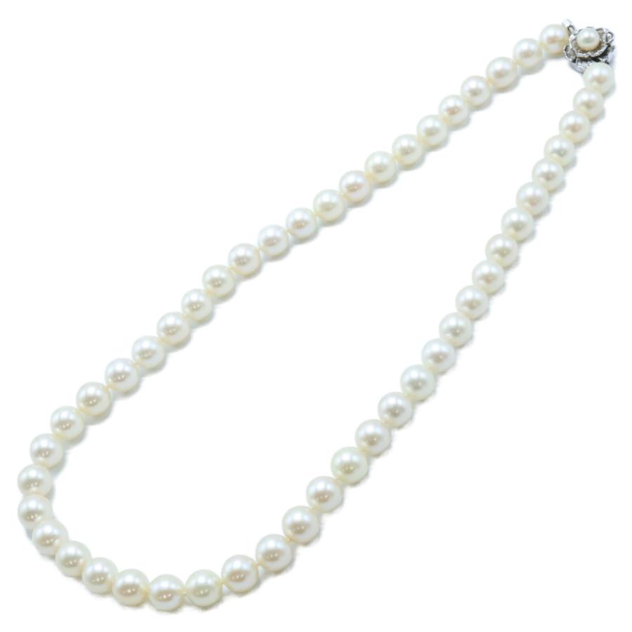 ホワイトパールネックレス シルバー留め具 SILVER留め具 8mmパール ネックレス シルバー/ホワイト
