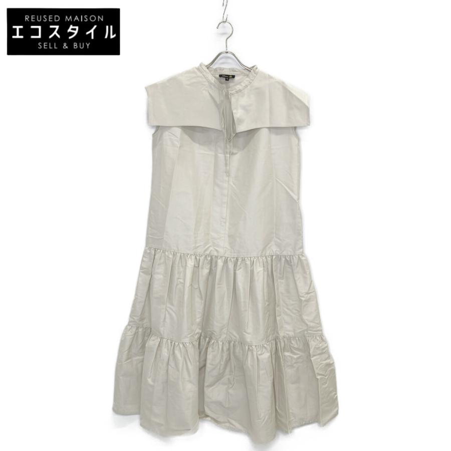 DRAWER ドゥロワー アイボリー シルク混 ノースリーブティアード  