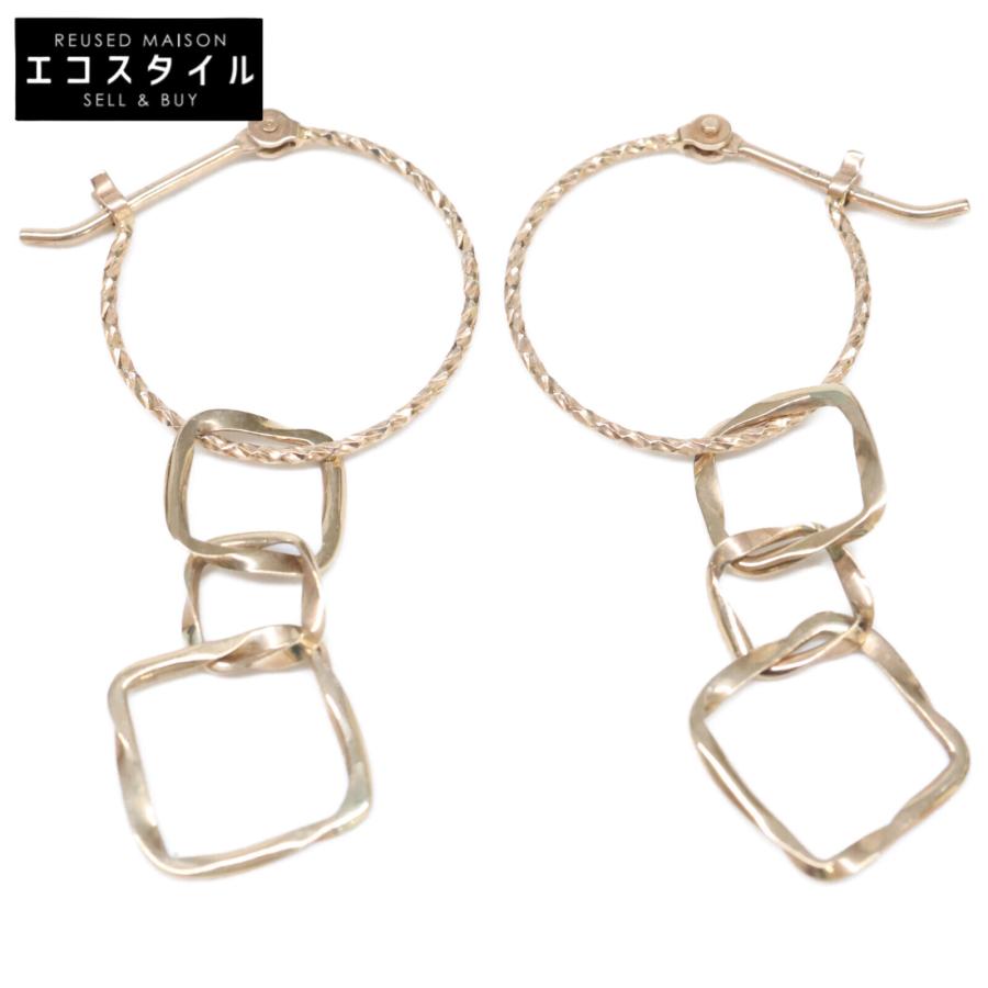 アガットフープ　スクエアチャーム agete 美品 アガット 10152117055-03-999 K10 スクエア チャーム