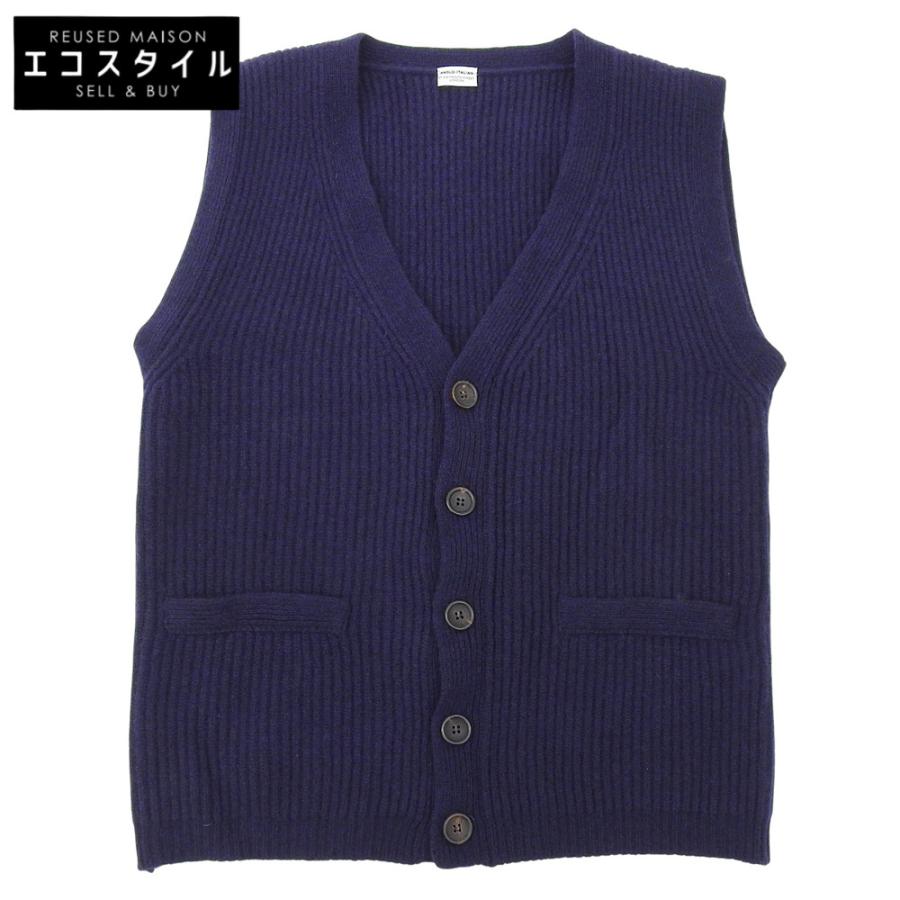 Anglo-Italian アングロイタリアン ベスト S ネイビー メンズ 美品 Anglo-Italian アングロイタリアン ウール フェイクポケット