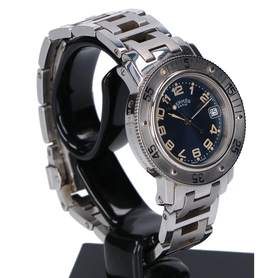 【クリッパーダイバー】HERMES ‘エルメス 時計‘ CL5.210☆極美品☆ HERMES エルメス cl5 210 クリッパー ダイバーデイト SS ネイビー文字