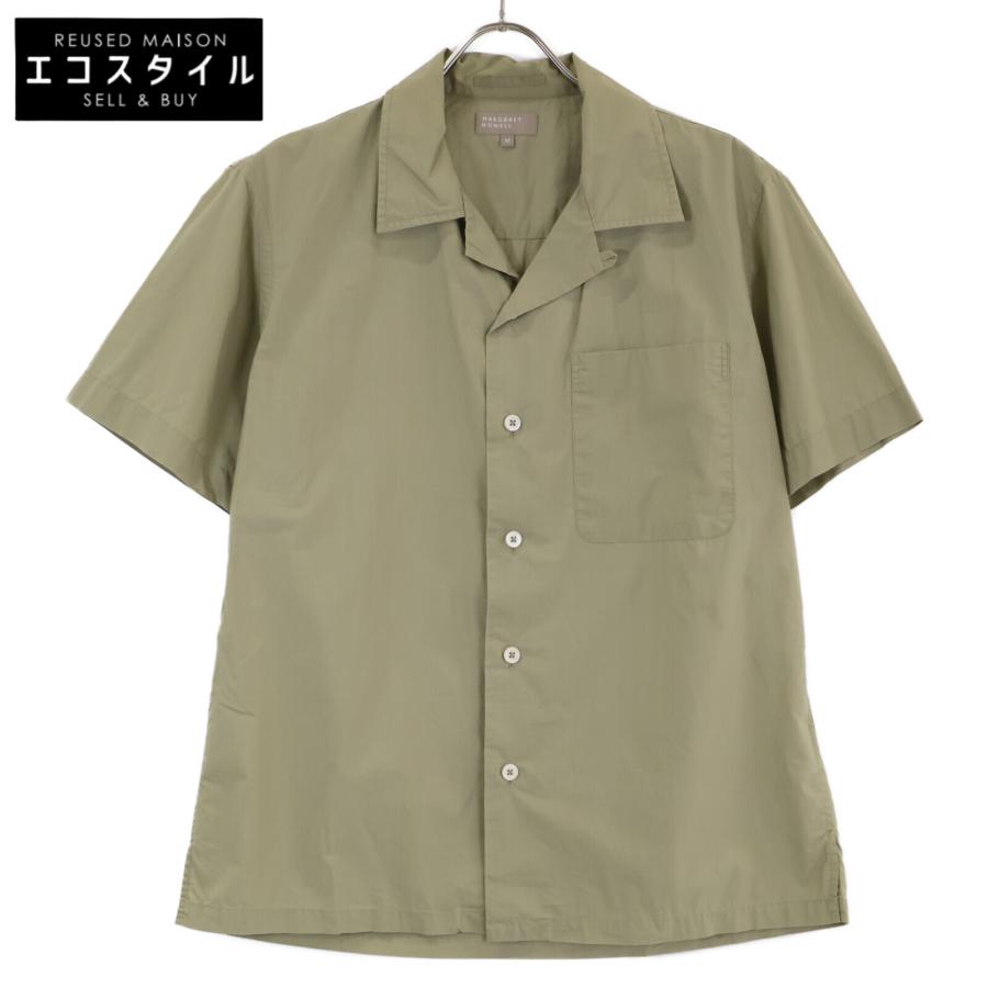 MARGARET HOWELL ウールシルク混 半袖シャツ カーキ L MARGARET HOWELL ウールシルク混 半袖シャツ カーキ L MARGARET HOWELL
