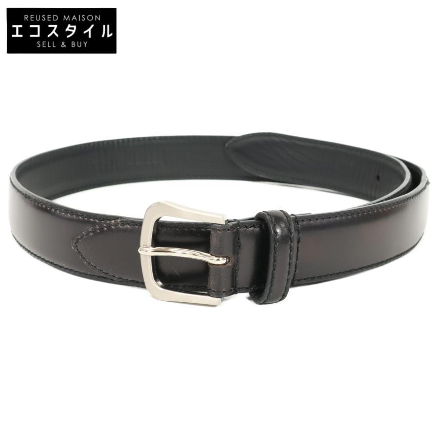 美品 THE SOLE ザソール コードバンレザー ベルト 80 ブラック メンズ