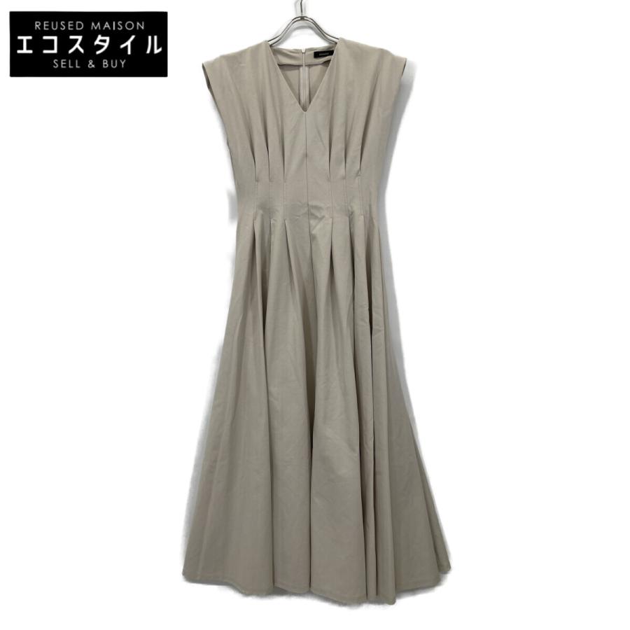 anuans アニュアンス ベージュ ウエストタックカットフレアワンピース