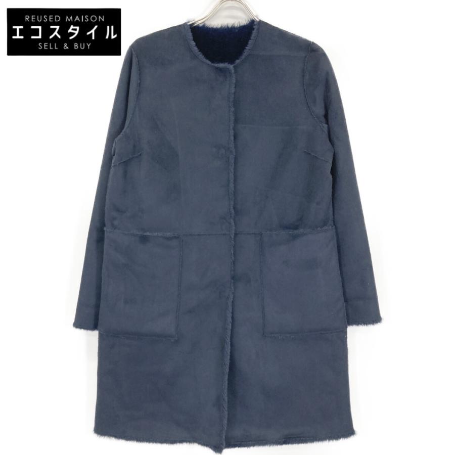 ANAYI（アナイ） ネイビー リバーシブルフェイクムートンコート