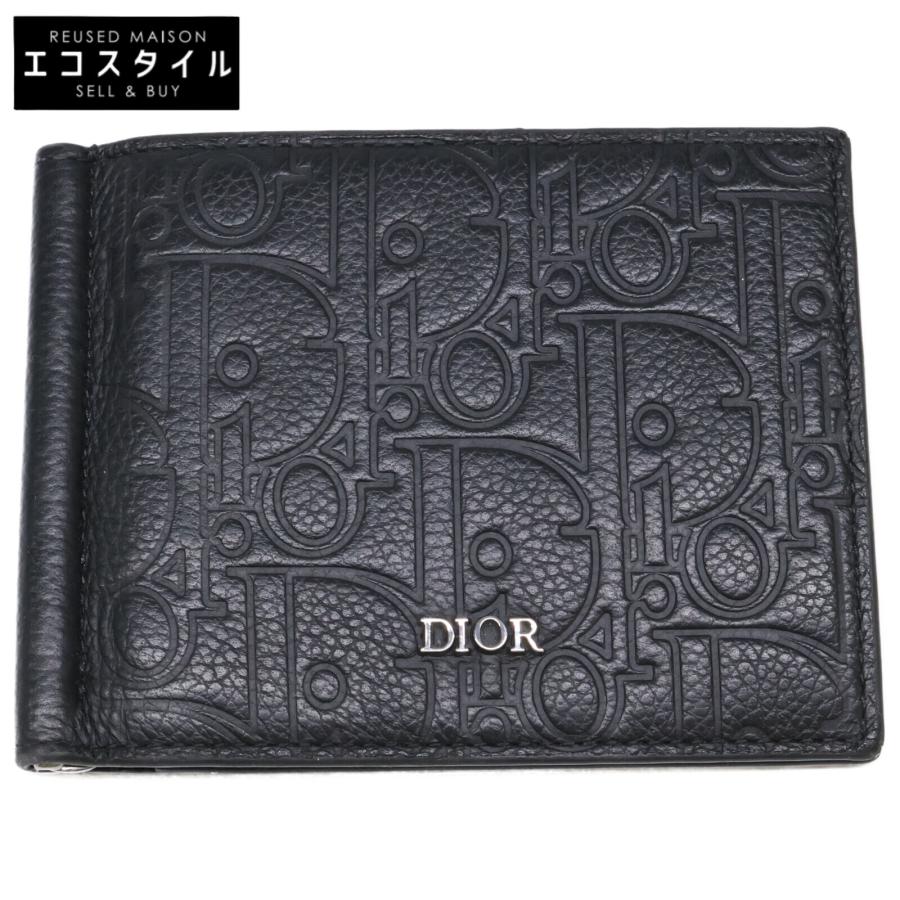 Dior マネークリップ付きウォレット ブラック DIOR ディオール グラビティ レザー マネークリップ付き ウォレット