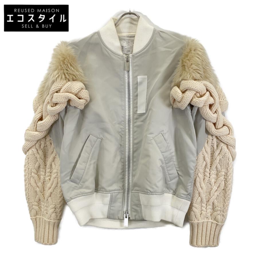 sacai（サカイ） 19-04629 グレー CABLE KNIT MA-1 JACKET グレー