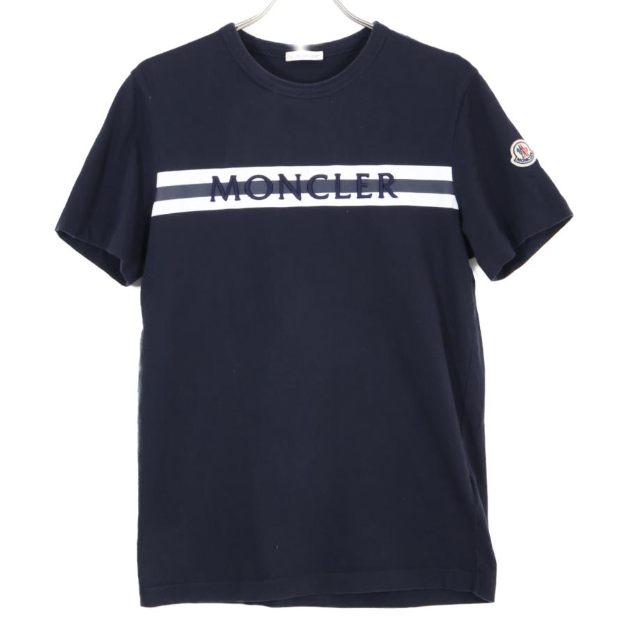 MONCLER（モンクレール） ネイビー 21年 ロゴ×ストライププリント 半袖