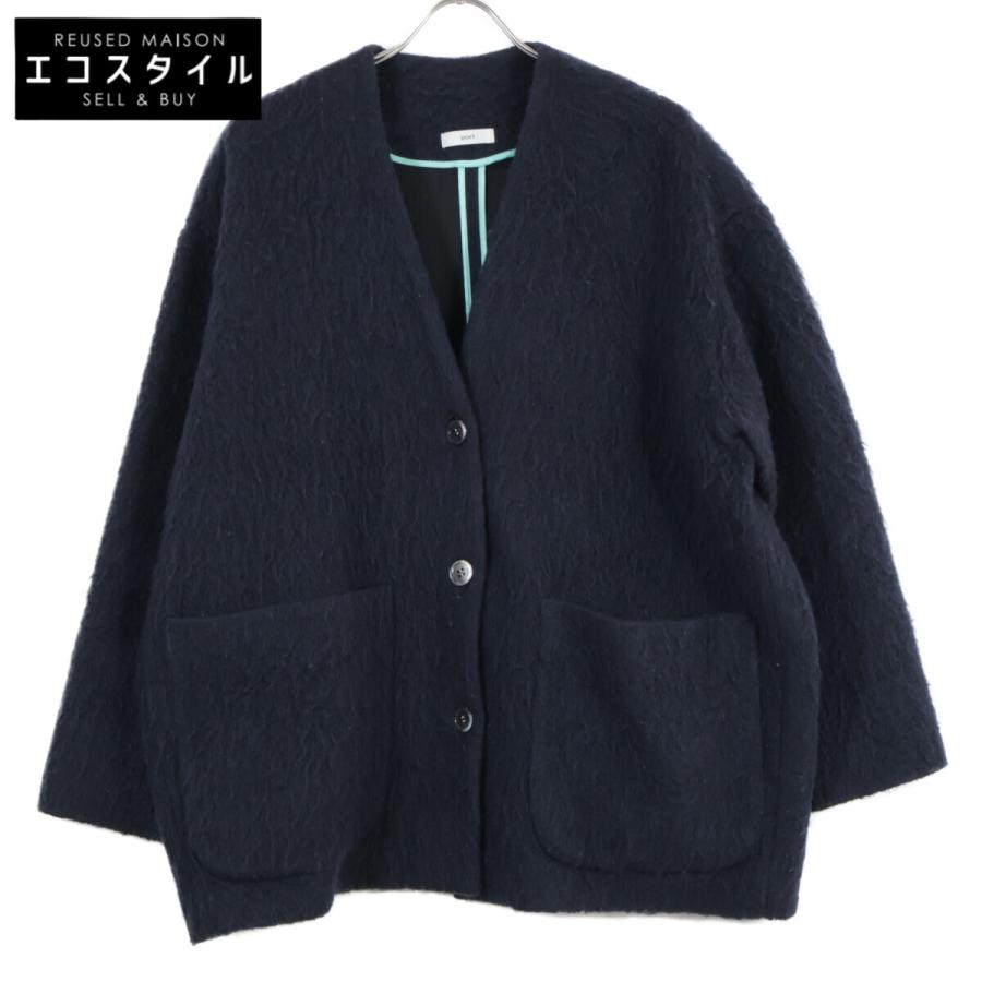 美品 ヨリ　yori ミックスツイードジャケット ネイビー　フリーサイズ 美品 ヨリ yori ミックスツイードジャケット ネイビー フリーサイズ