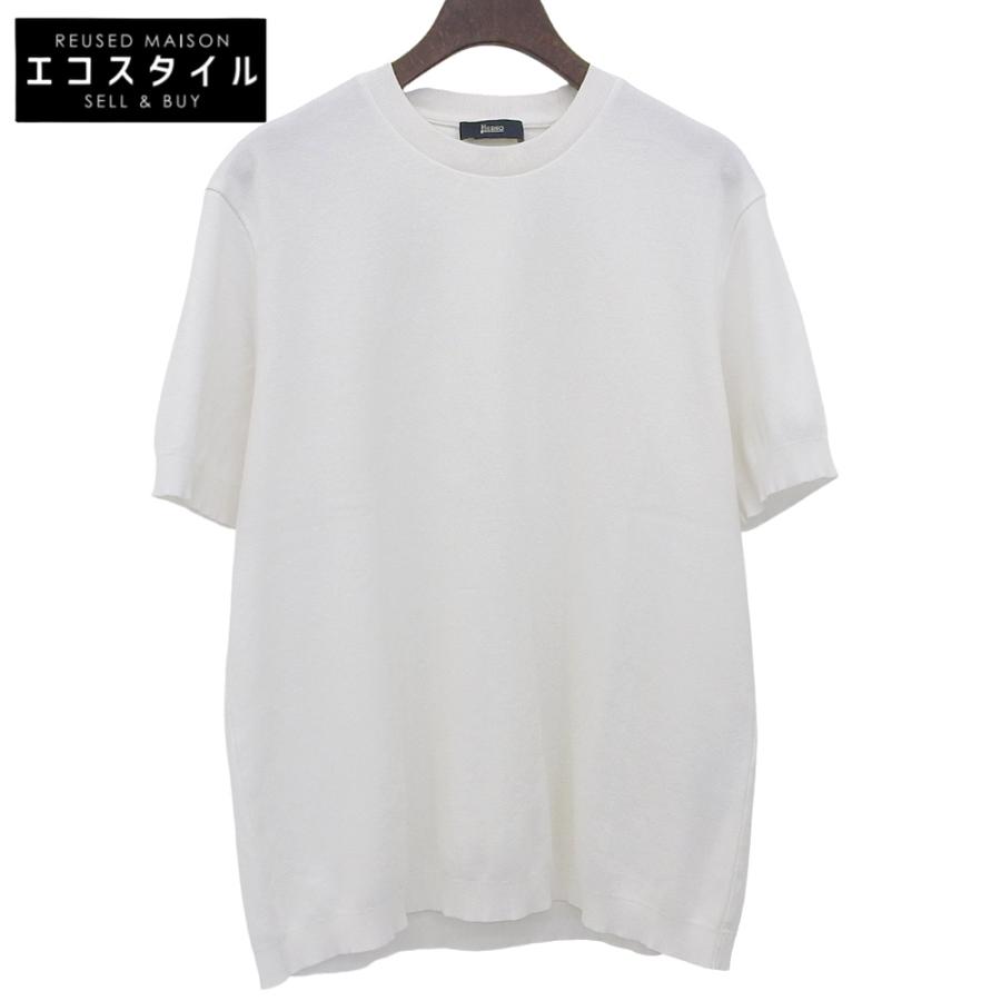 HERNO（ヘルノ）コットンニットエフェクトジャージS/Sクルーネックカットソー HERNO（ヘルノ） 美品 ジャージニットエフェクトS/Sクルーネック