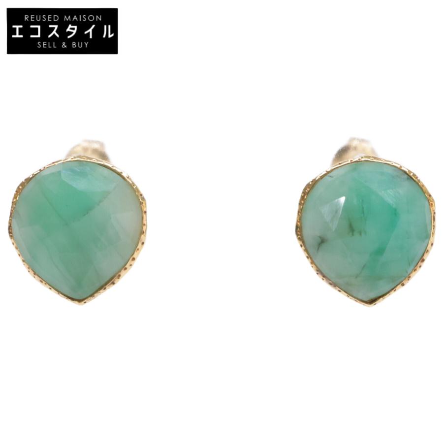 agete（アガット） 美品 SILVER K10 エメラルド ピアス ゴールド