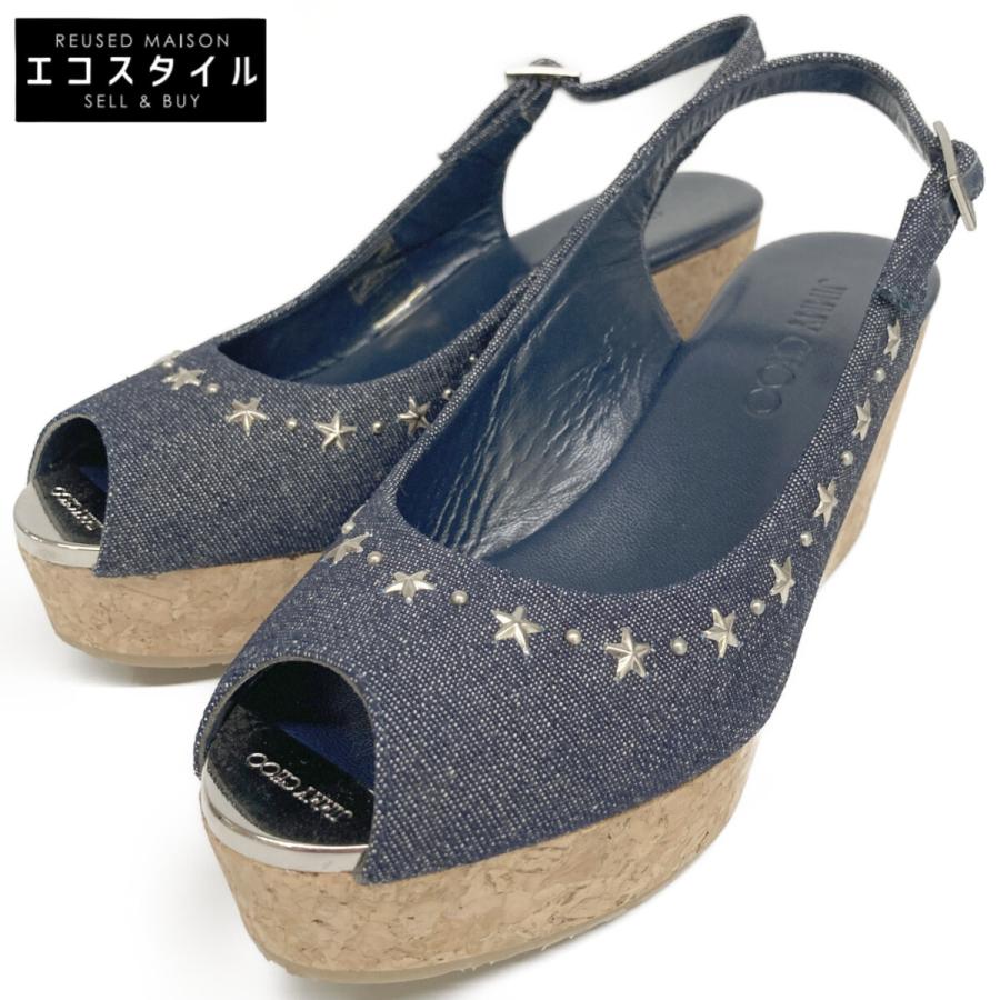 新品同様 JIMMY CHOO ジミーチュウ デニム スタースタッズ コ 