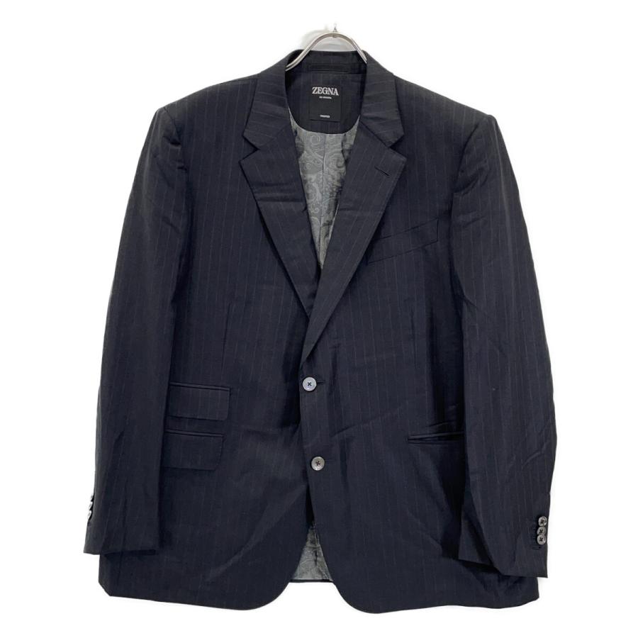 ZEGNA ゼニア ダークグレー×ピンク トロフェオ ストライプ 3Pスーツ