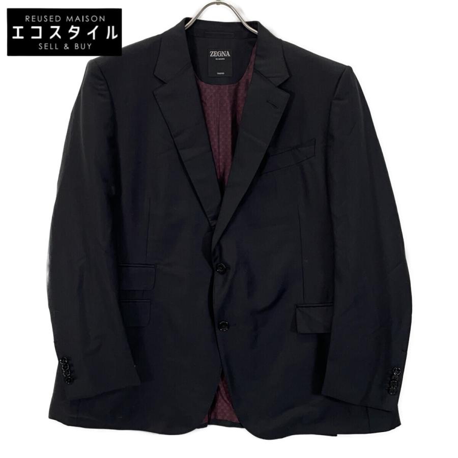 Zegna ゼニア生地使用 スーツ ブラック 100AB7 ZEGNA ゼニア ブラック ウール 3Pスーツ 56/60 スーツ セットアップ