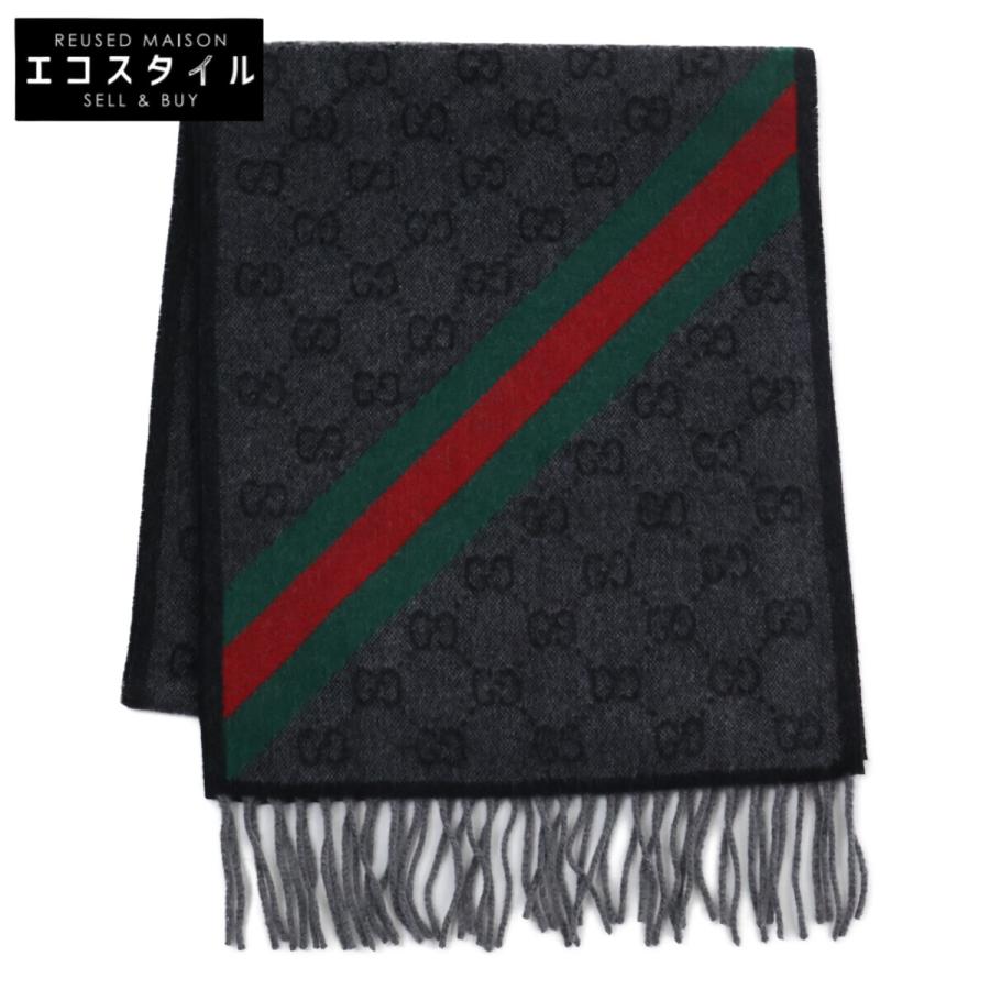 GUCCI グッチ シェリーライン GG柄　ウール　シルク　フリンジ　マフラー GUCCI（グッチ） 新品同様/国内正規 570603 GG柄 シェリーライン