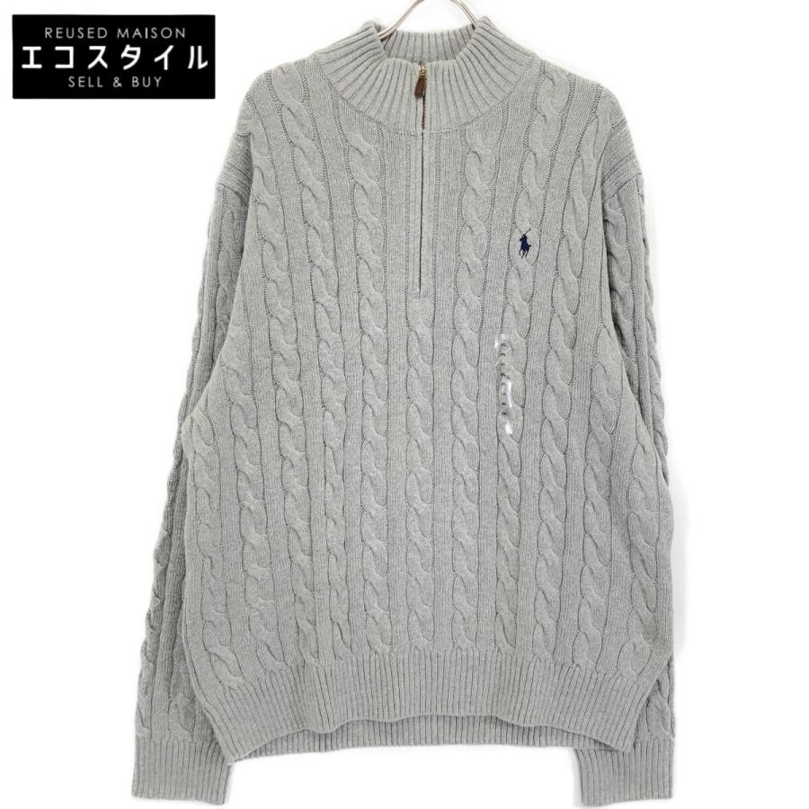【新品未使用】POLOラルフローレン ケーブルニットハーフジップ グレーMサイズ POLO RALPH LAUREN（ポロ・ラルフローレン） ポロ ラルフローレン