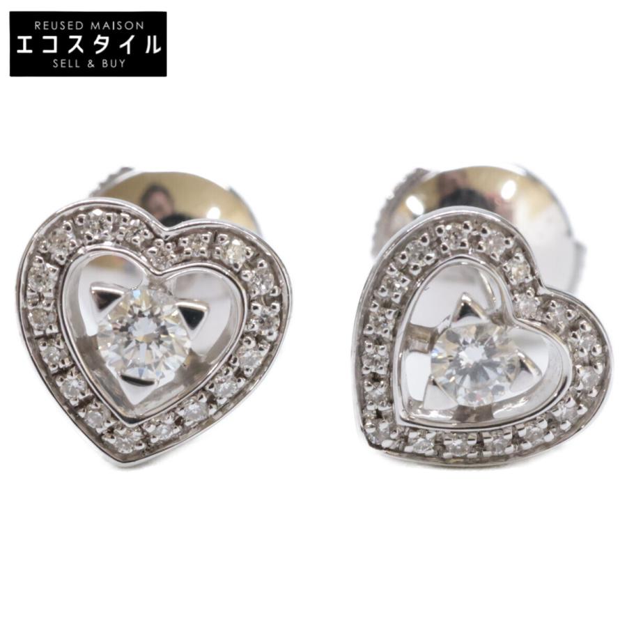 R123モーブッサンダイヤモンドピアスWG MAUBOUSSIN（モーブッサン） 美品 750 ラブ タッチ ダイヤモンド