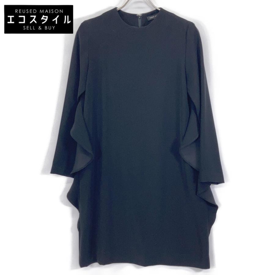 YOKOCHAN ヨーコチャン ブラック YCD-319-504 サイドフリル ワンピース