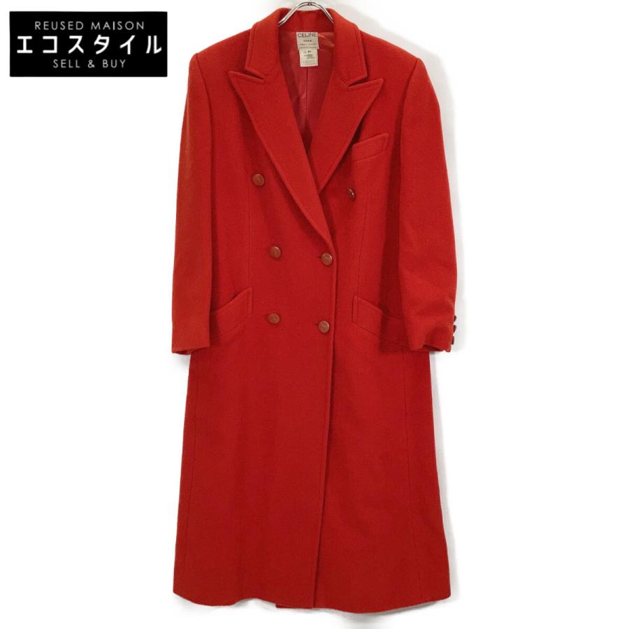 CELINE（セリーヌ） レッド カシゴラ×ウール ダブル ロングコート