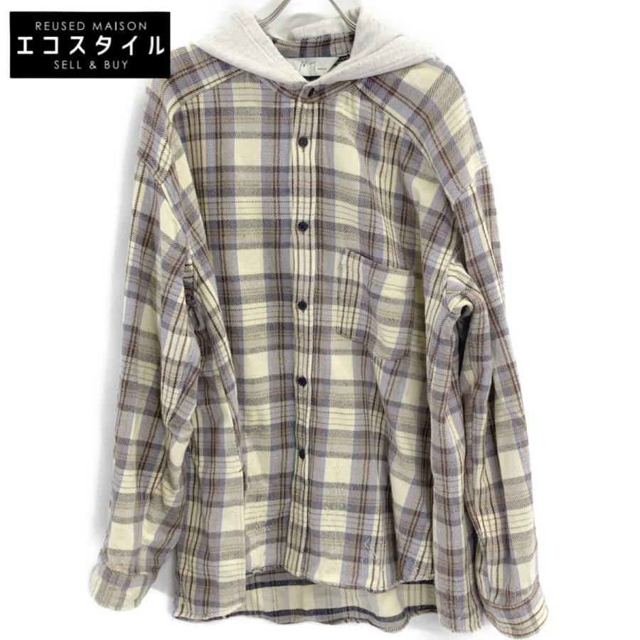ANCELLM アンセルム 25AW ANC-SH67-BNEL CHECK HOODIE SHIRT トップス 2 アイボリー メンズ ...