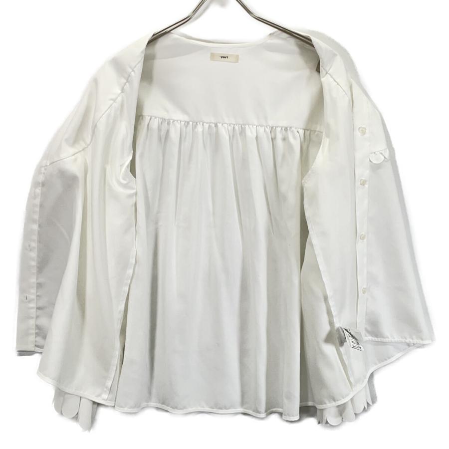 トップス yori スカラップカットワークフリルブラウス ホワイト 22aw