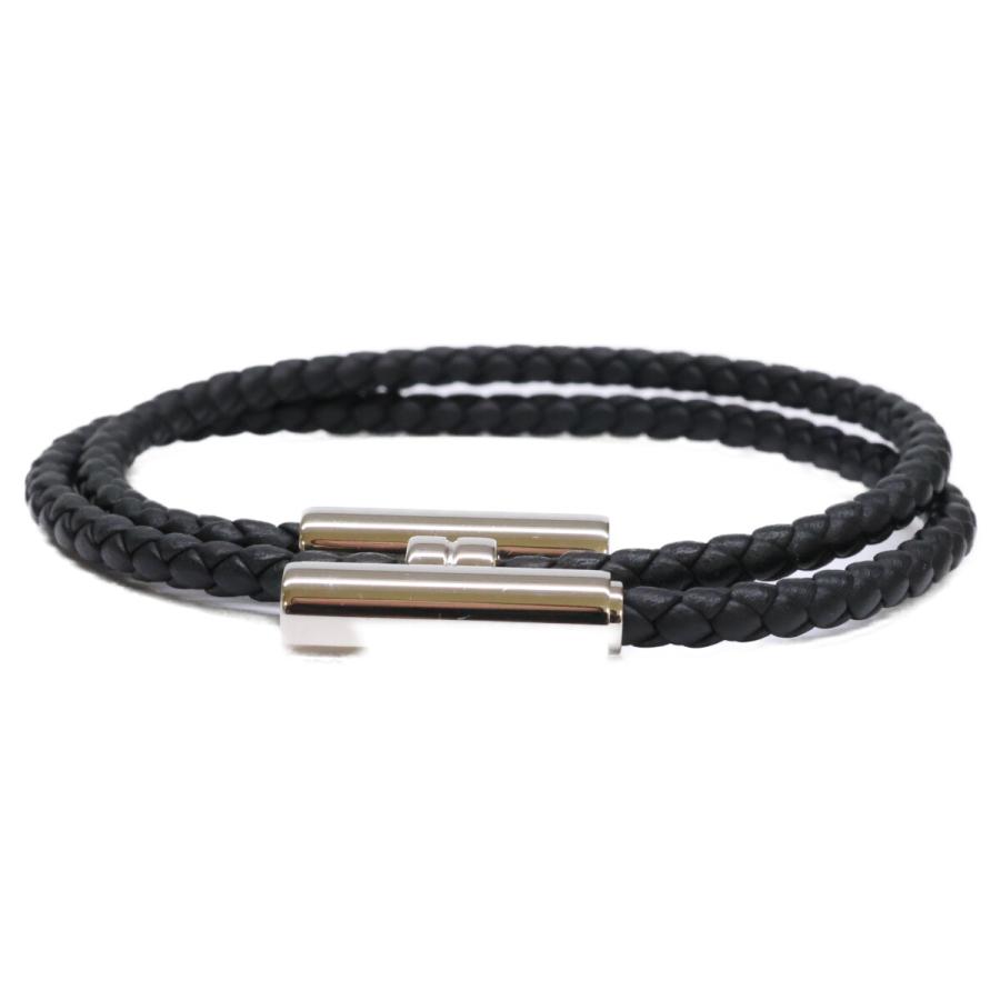 美品 HERMES エルメス トゥルニ トレッセ レザー ブレスレット メンズ