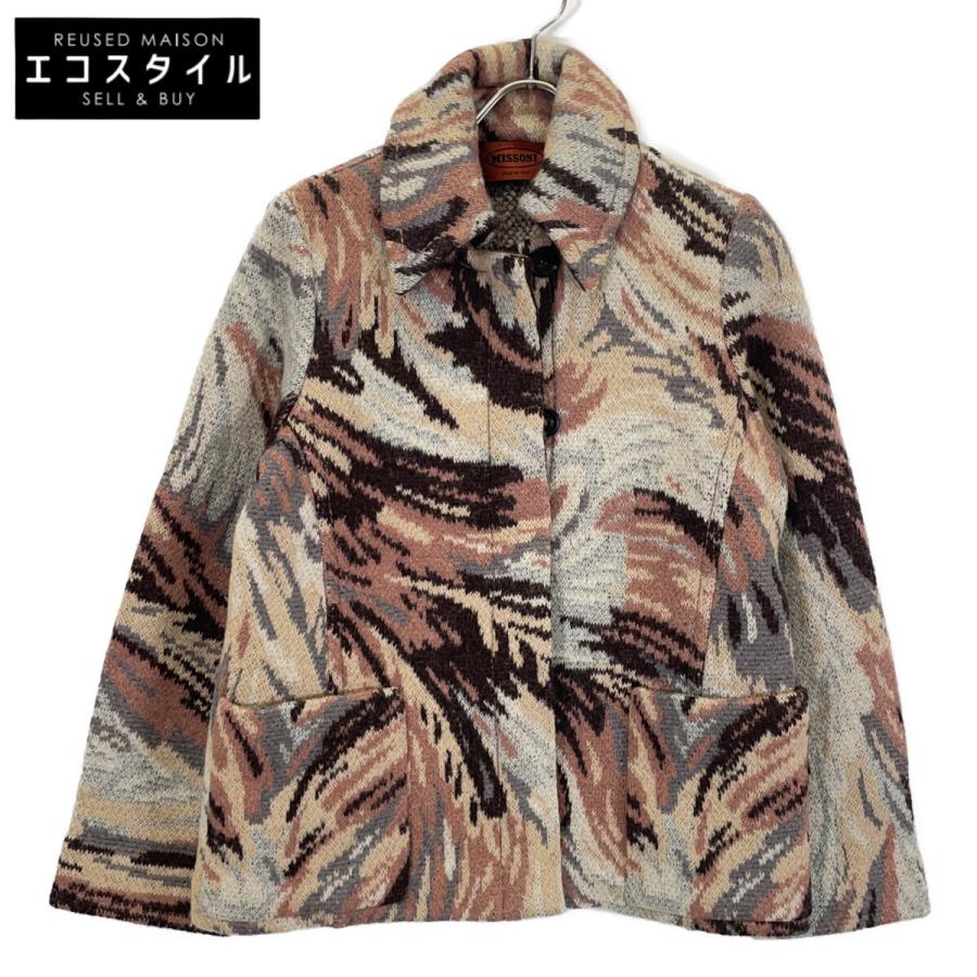 MISSONI（ミッソーニ） 123615 ウール×モヘア ベージュ系 マルチカラー