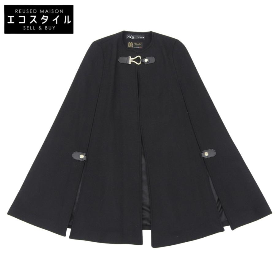 美品✨ZARA MANTECO ポンチョコート ブラック フード付き M 美品 ZARA ザラ MANTECO生地 ポンチョ コート レディース ブラック XS